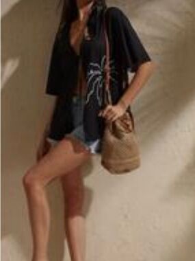 Tan Woven Bucket Bag